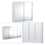 Bathroom Mirror Cabinet Cupboard 2 3 Doors Storage Wall Mounted Furniture White