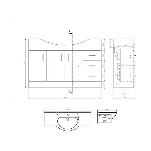 Linx 1700 Combo Set 1200 Vanity with WC Pack