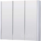 VeeBath Verona Wall Mounted Bathroom Mirror Cabinet, Modern Mirror with Storage & Adjustable Glass Shelves in Gloss White, 600mm