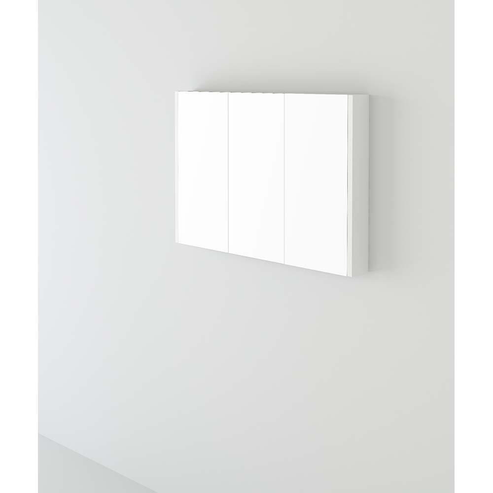 VeeBath Verona Wall Mounted Bathroom Mirror Cabinet, Modern Mirror with Storage & Adjustable Glass Shelves in Gloss White, 600mm