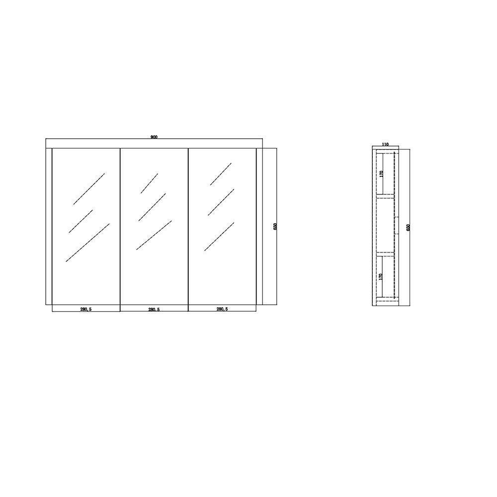 VeeBath Verona Wall Mounted Bathroom Mirror Cabinet, Modern Mirror with Storage & Adjustable Glass Shelves in Gloss White, 600mm
