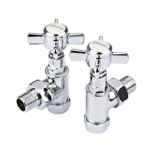 iBathUK Regency Straight Round Traditional Radiator Valve Pair, Anti-Scald Design, Matt Anthracite Radiator Valves, Universal Fit for All Radiators