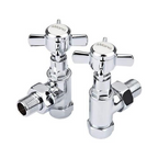 iBathUK Regency Straight Round Traditional Radiator Valve Pair, Anti-Scald Design, Matt Anthracite Radiator Valves, Universal Fit for All Radiators