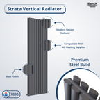 iBathUK Strata Vertical Double Panel Oval Radiator, Wall Mounted Designer Radiator, High Heat Output,Matt Anthracite, 1800 x 600mm
