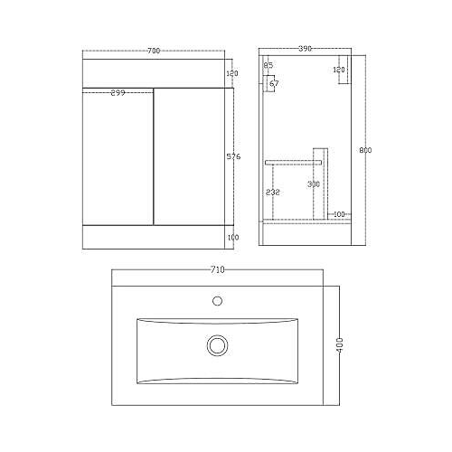 Sphinx Combo 1300 Minimalist 700 Vanity with WC Pack