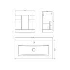 Desire Venus 800 White FS Unit and Mid-Edge Basin - (FLATPACK)