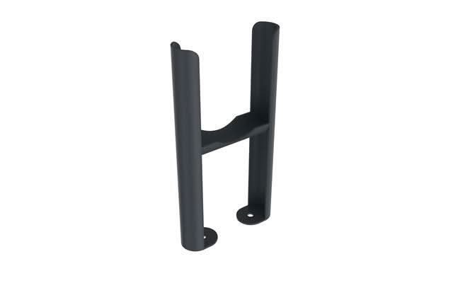 Black metal bracket on a white background