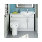 1138mm White Gloss Vanity Basin Unit + Back to Wall Toilet Furniture Set