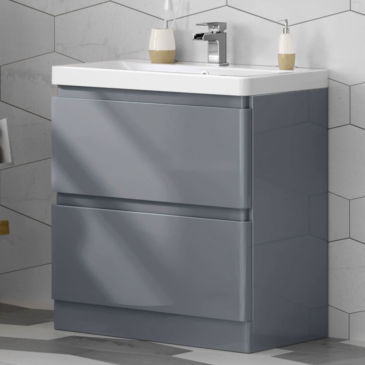 iBathUK Floor/Wall Mounted Vanity Unit With Basin