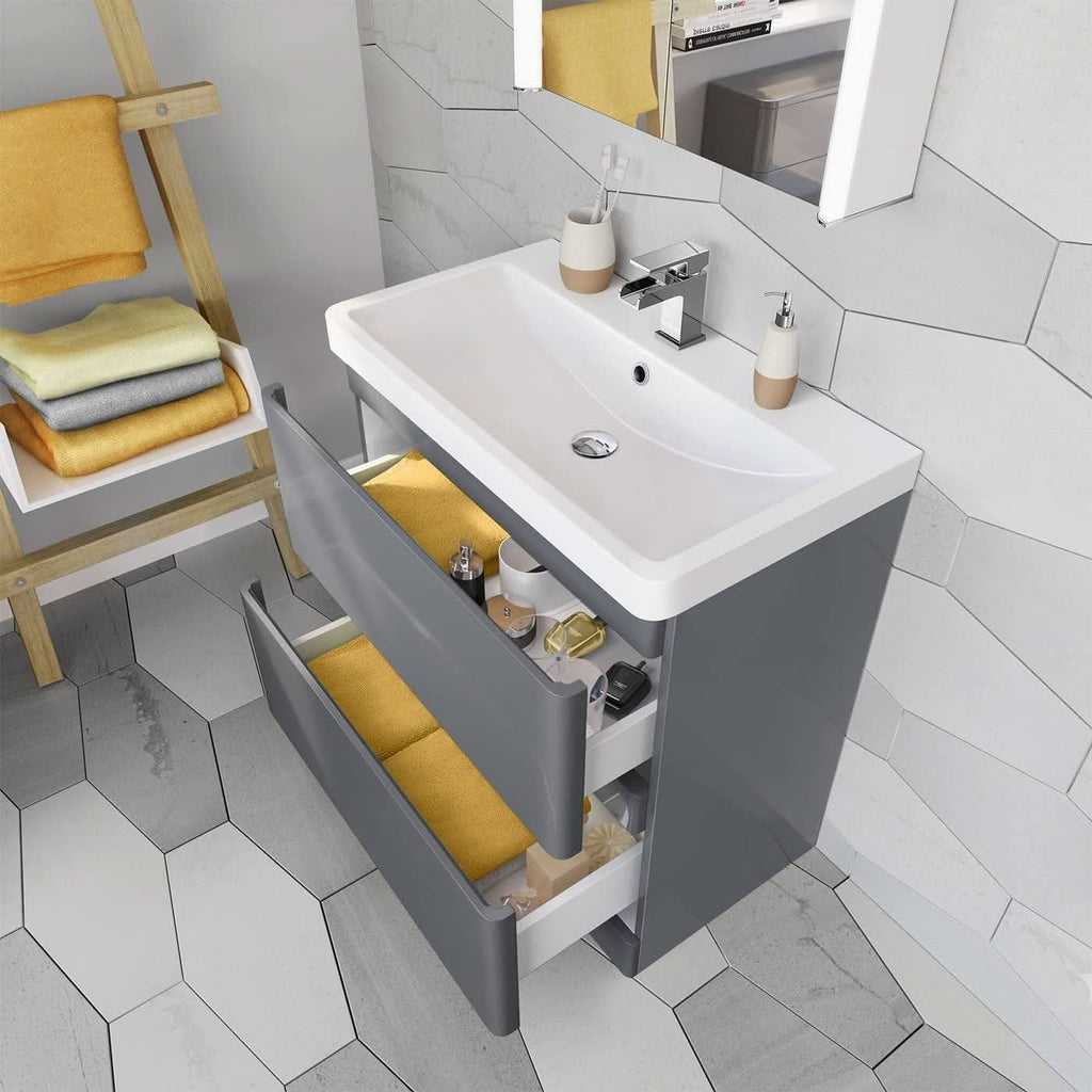 iBathUK Floor/Wall Mounted Vanity Unit With Basin