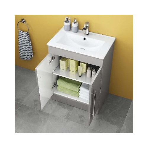 AVON 600 FS CABINET W/DOOR WITH HANDLES HG GREY & SLIM BASIN