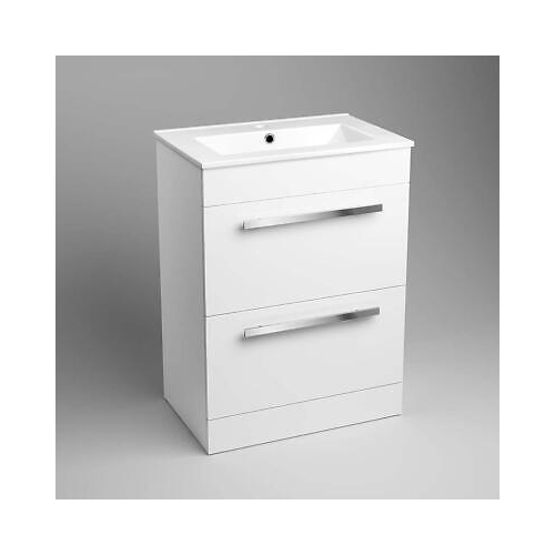 AVON 600 FS CABINET WITH 2 DRAWS HG WHITE & SLIM BASIN