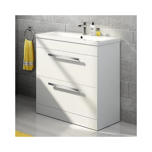 800mm Designer White Vanity Sink Unit Bathroom Basin Storage Furniture MV830