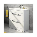 800mm Designer White Vanity Sink Unit Bathroom Basin Storage Furniture MV830