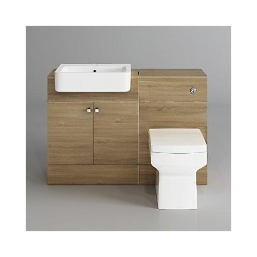 1160mm Harper Gloss Grey Combined Vanity Unit - Quartz Pan