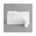 iBathUK Harper Combined Vanity Unit with Back To Wall Toilet, Vanity Unit with Basin, Modern Bathroom Furniture Set with Pan, Gloss White, 1500mm