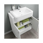 iBathUK Harper Combined Vanity Unit with Back To Wall Toilet, Vanity Unit with Basin, Modern Bathroom Furniture Set with Pan, Gloss White, 1500mm