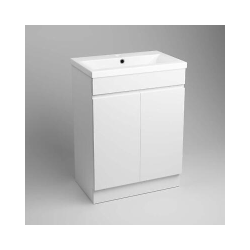 TRENT 600 FS CABINET W/ DOOR W/ GROOVE HANDLES HG WHITE & MID-EDGED BASIN