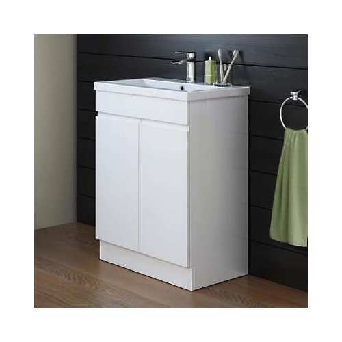 TRENT 600 FS CABINET W/ DOOR W/ GROOVE HANDLES HG WHITE & MID-EDGED BASIN