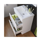Vanity Sink Unit Ceramic Basin Bathroom White Walnut Grey Storage Furniture (White, Drawer Unit - No Handle)