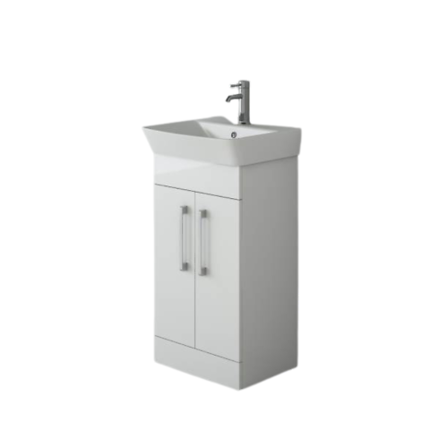 Modern 2 Door Floorstanding Vanity Unit With Basin - White
