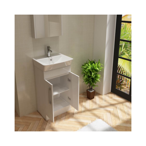 Modern 2 Door Floorstanding Vanity Unit With Basin - White