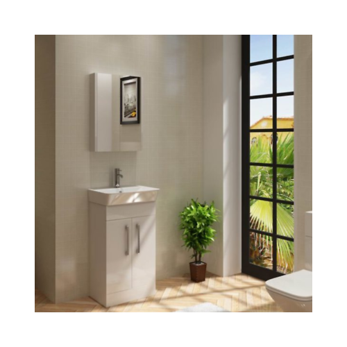Modern 2 Door Floorstanding Vanity Unit With Basin - White