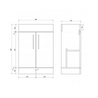 Modern 2 Door Floorstanding Vanity Unit With Basin - White