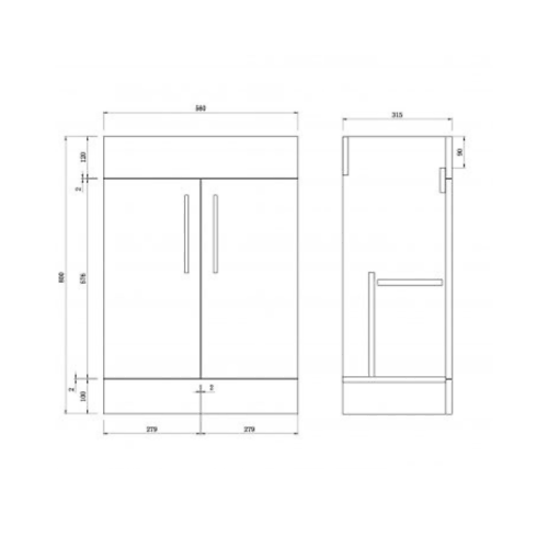 Modern 2 Door Floorstanding Vanity Unit With Basin - White