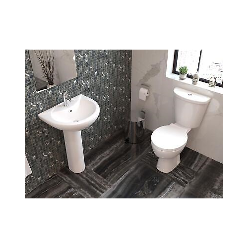Desire BASICS Close Coupled Toilet Pan, Cistern & SC Seat