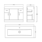 Sobek 1000mm Vanity Sink Unit & Waterfall Basin Mixer Tap