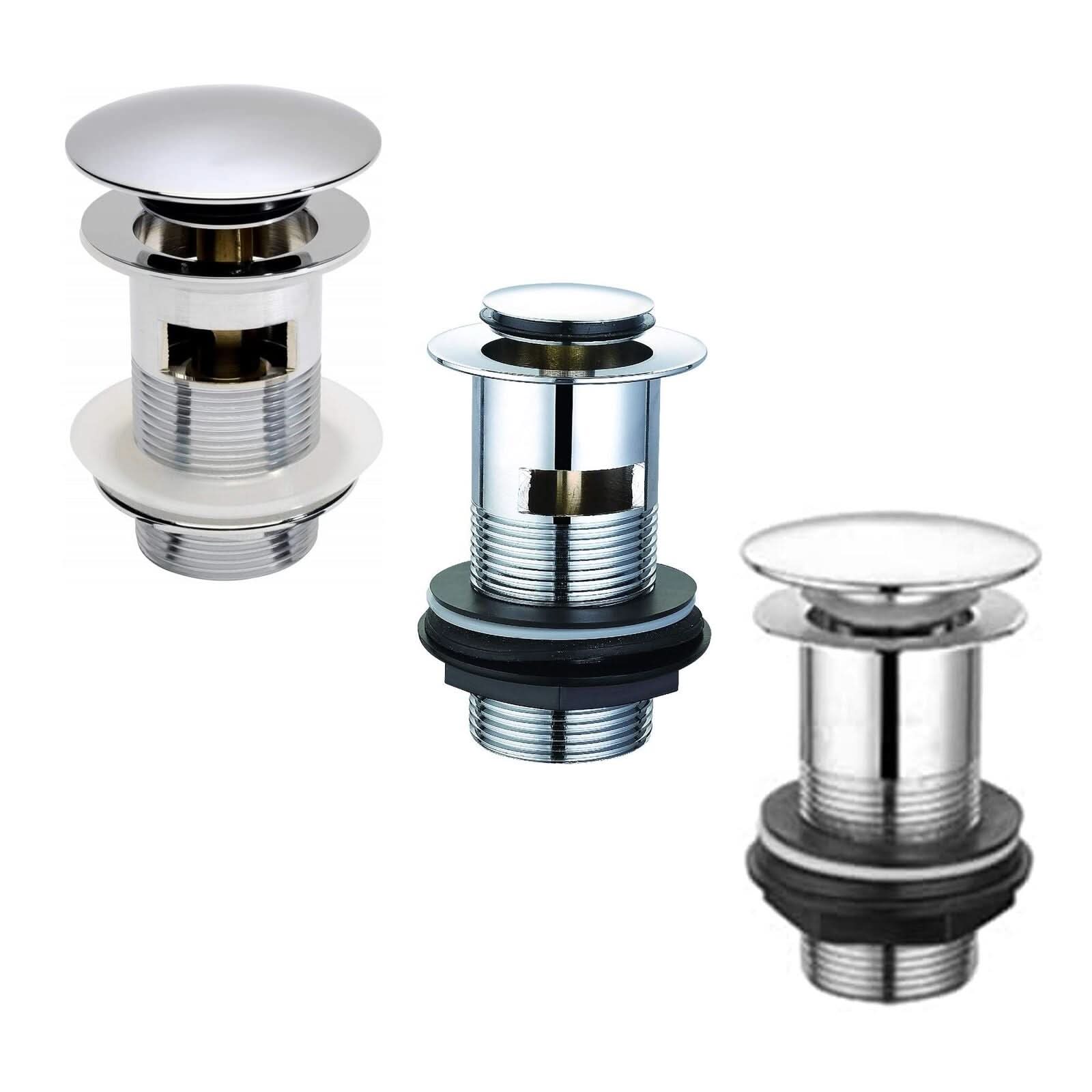 Basin Waste Slotted UnSlotted Dome Bathroom Click-Clack Sink Pop Up Push Button