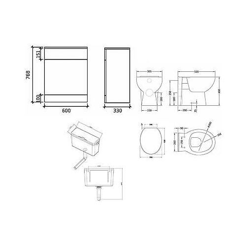 Linx 1800 Combo Set 1200 Vanity with WC Pack