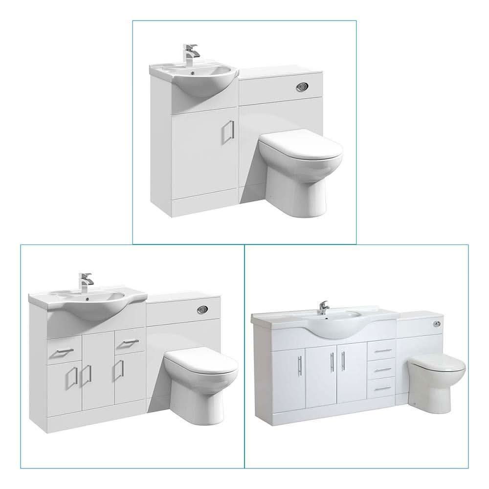 Vanity Unit Combined Sink Toilet Bathroom Suite Furniture Set Pan Cistern White
