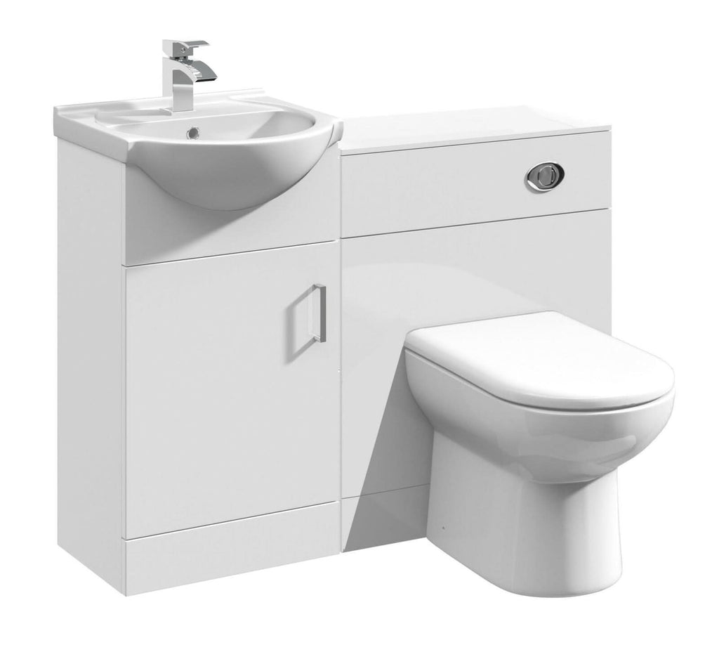 Vanity Unit Combined Sink Toilet Bathroom Suite Furniture Set Pan Cistern White
