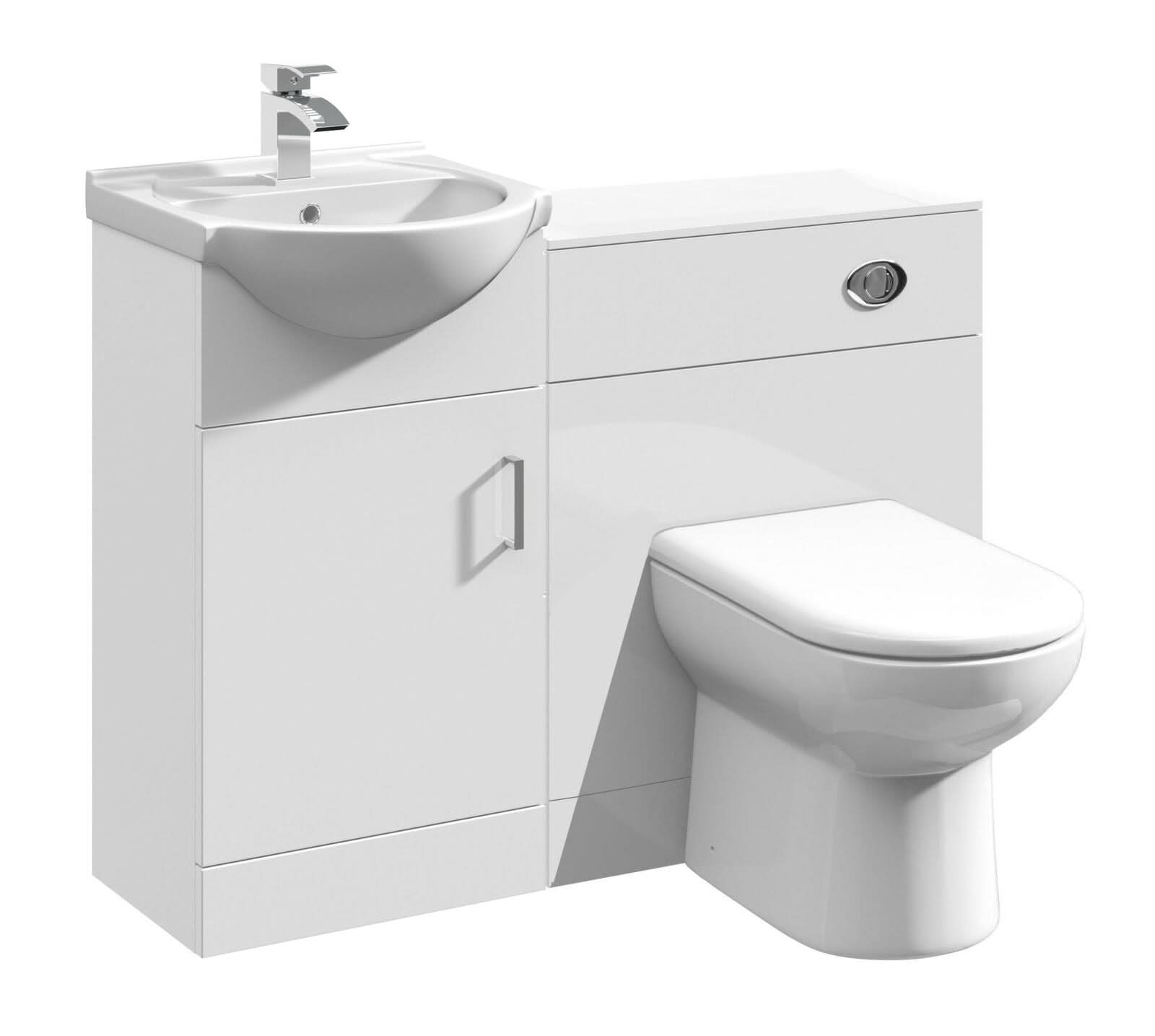 Vanity Unit Combined Sink Toilet Bathroom Suite Furniture Set Pan Cistern White