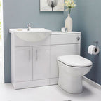 Vanity Unit Combined Sink Toilet Bathroom Suite Furniture Set Pan Cistern White