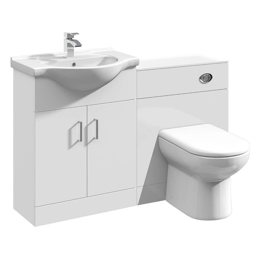Bathroom Vanity Furniture Set WC Toilet Seat Unit Pan Cistern - 1250mm