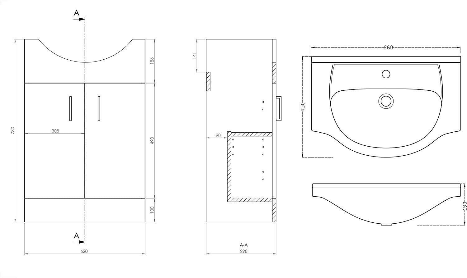 Linx 1250 Combo Set 650 Vanity with WC Pack