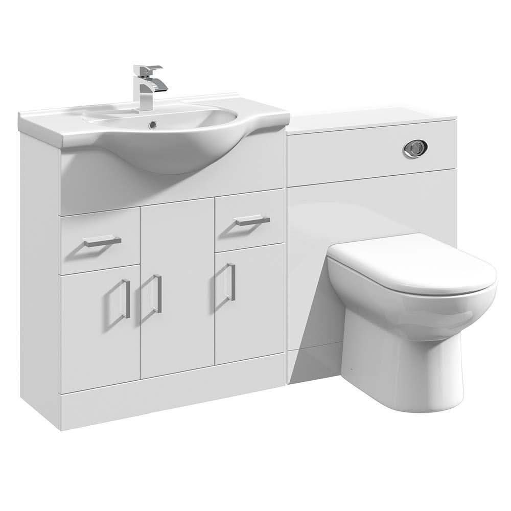 Vanity Bathroom Furniture Set WC Toilet Unit Pan Cistern Bundle - 1350mm
