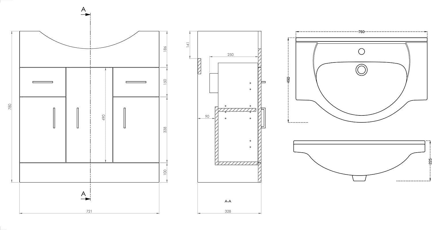 Linx 1350 Combo Set 750 Vanity with WC Pack
