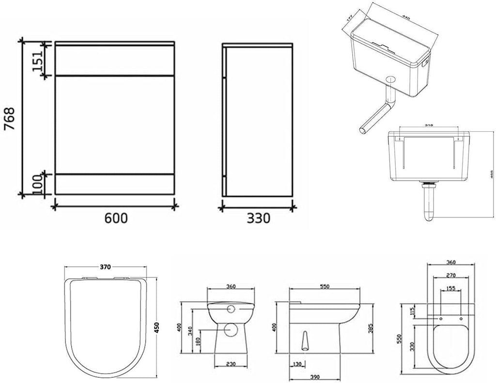 Linx 1450 Combo Set 850 Vanity with WC Pack