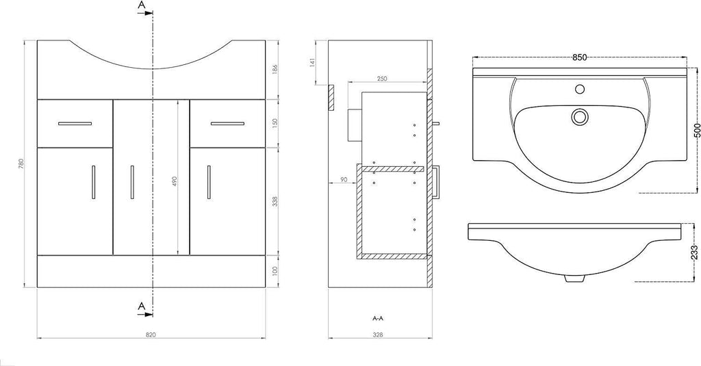 Linx 1450 Combo Set 850 Vanity with WC Pack