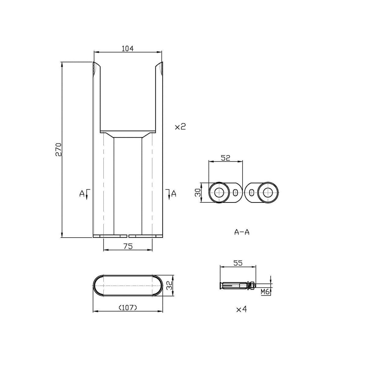 Helena MKII Raw Metal Feet - 3 Column