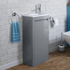 Denver 400 Floor Standing Cloakroom Unit and Basin Right Hand - Grey