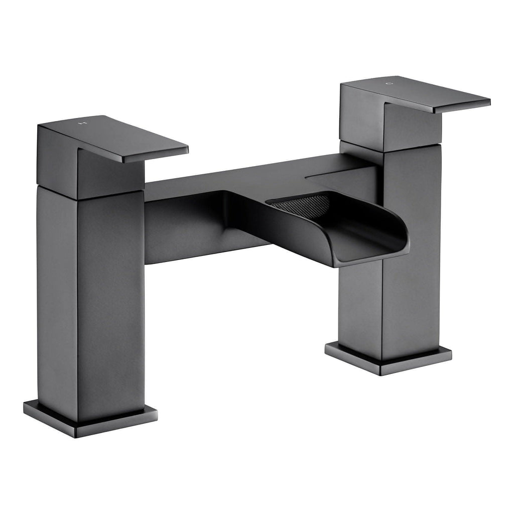 Kelvin Square Waterfall Bath Filler Mixer Tap - Matt Black