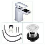 Kelvin Square Waterfall Mono Basin Mixer Tap - Matt Black