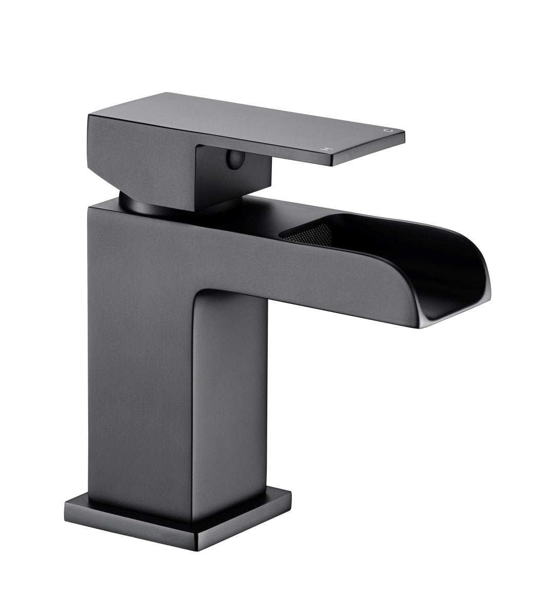 Kelvin Square Waterfall Mono Basin Mixer Tap - Matt Black