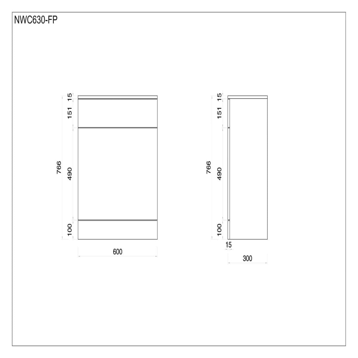 Mars Flatpack 600x330mm WC Unit (to suit 750,850,1050,1200 mm units)