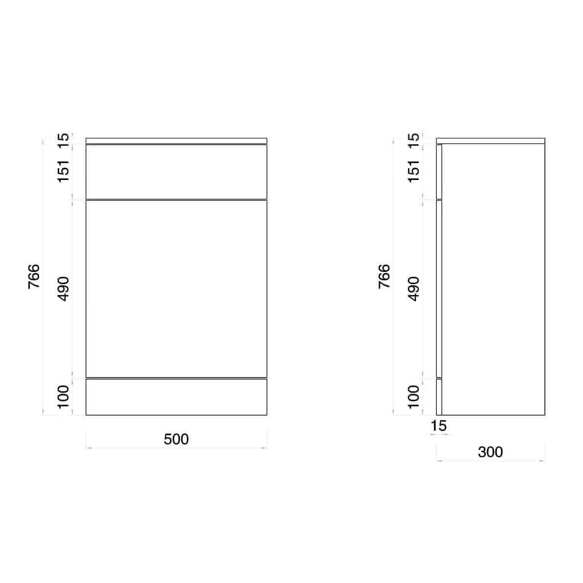 Mars Flatpack 600x330mm WC Unit (to suit 750,850,1050,1200 mm units)